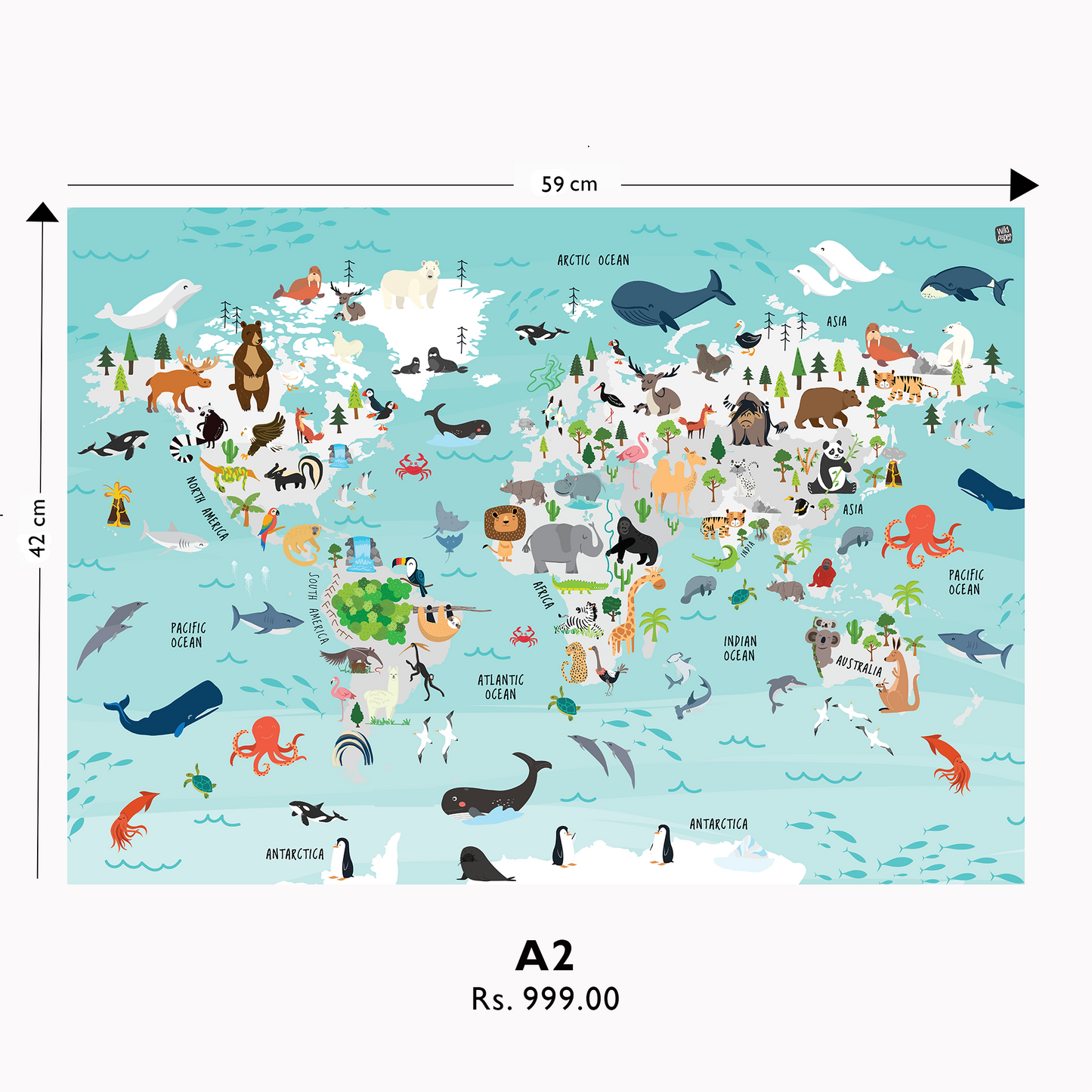 Biodiversity World Map with FREE A3 Poster - A3